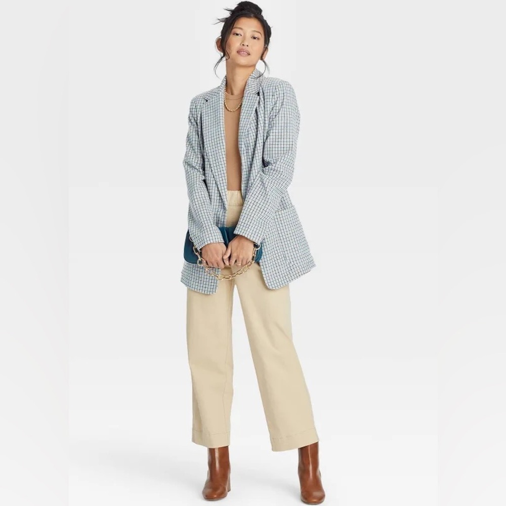NWOT A New Day Target Womens Blazer Blue Plaid, SIZE SMALL
